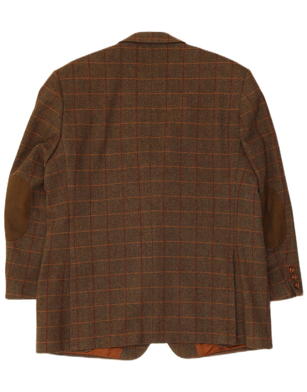 Klotz Veste blazer à 2 boutons pour homme UK 42 XL en laine à chevrons marron