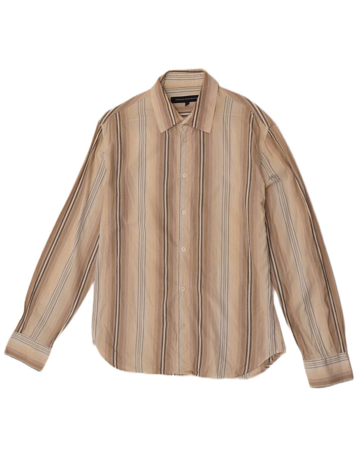 French Connection Chemise Homme Coton Rayé Beige Moyen