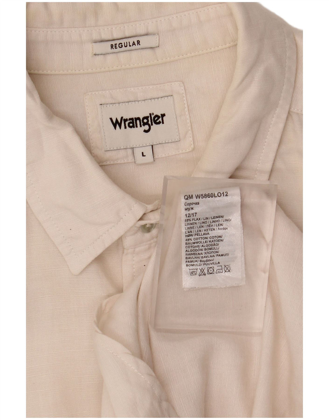 Wrangler Chemise à manches courtes pour homme Coupe classique en lin blanc cassé