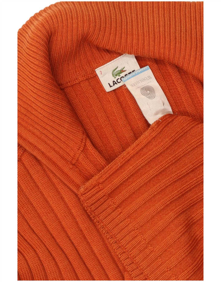 LACOSTE Homme Cardigan Pull Taille 7 2XL Orange Laine