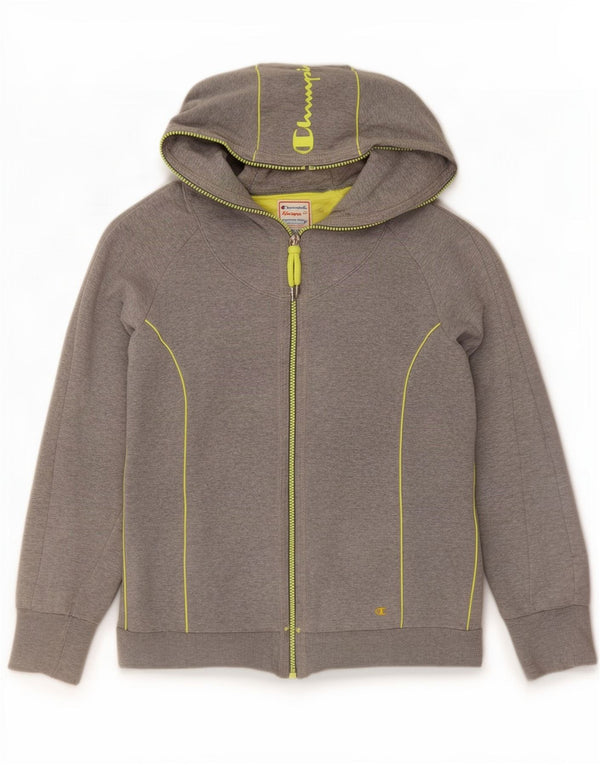 Champion Pull à capuche zippé Heritage Fit Graphic pour femme UK 12 Gris moyen