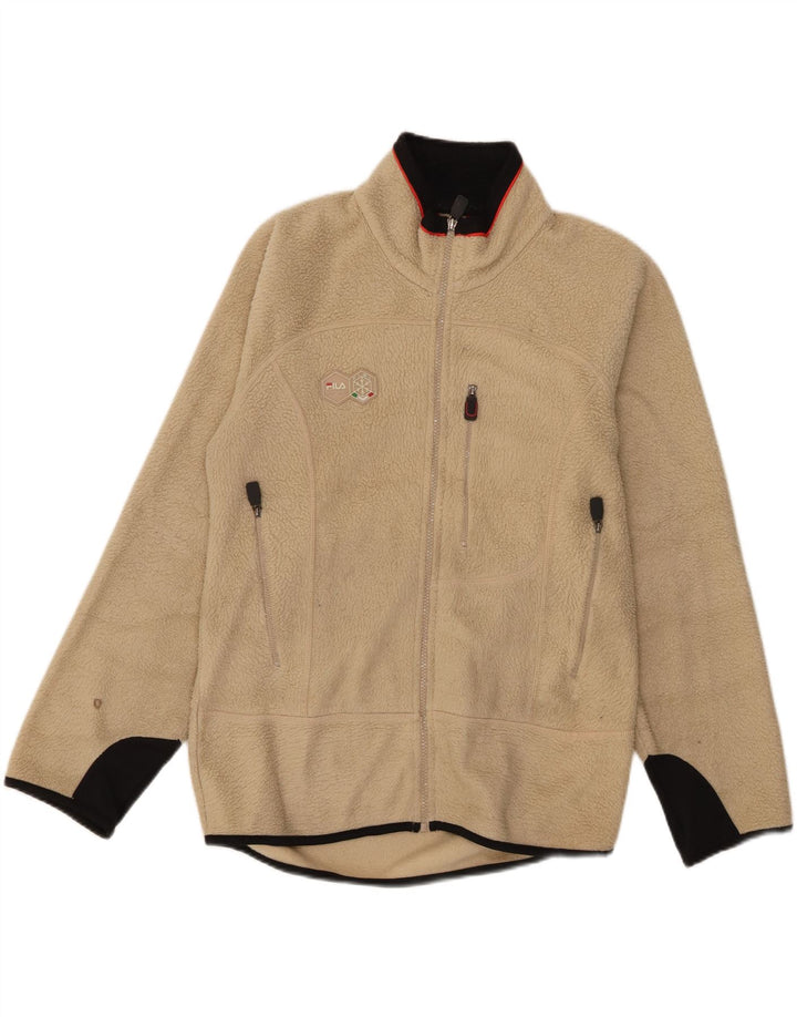 Fila Veste polaire pour homme UK 36 Small Beige Colourblock Polyester