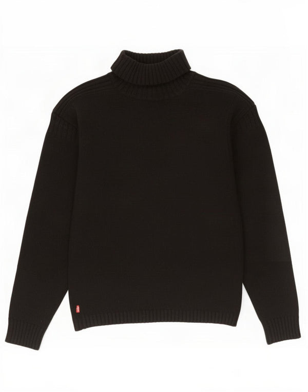Levi's Pull Col Roulé Femme UK 44 Noir Moyen Laine d'Agneau