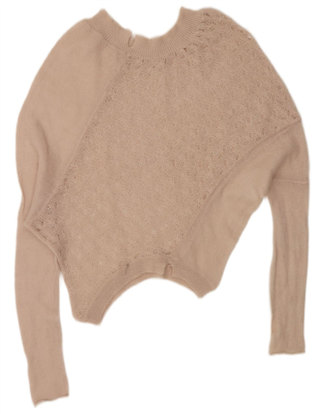 VINTAGE Femmes Surdimensionné Col Bateau Pull Pull UK 16 Grand Beige