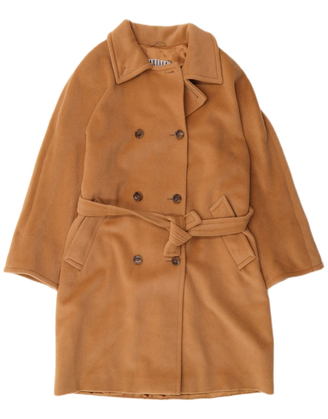 MARELLA Manteau double boutonnage pour femme UK 12 Beige moyen en laine vierge classique