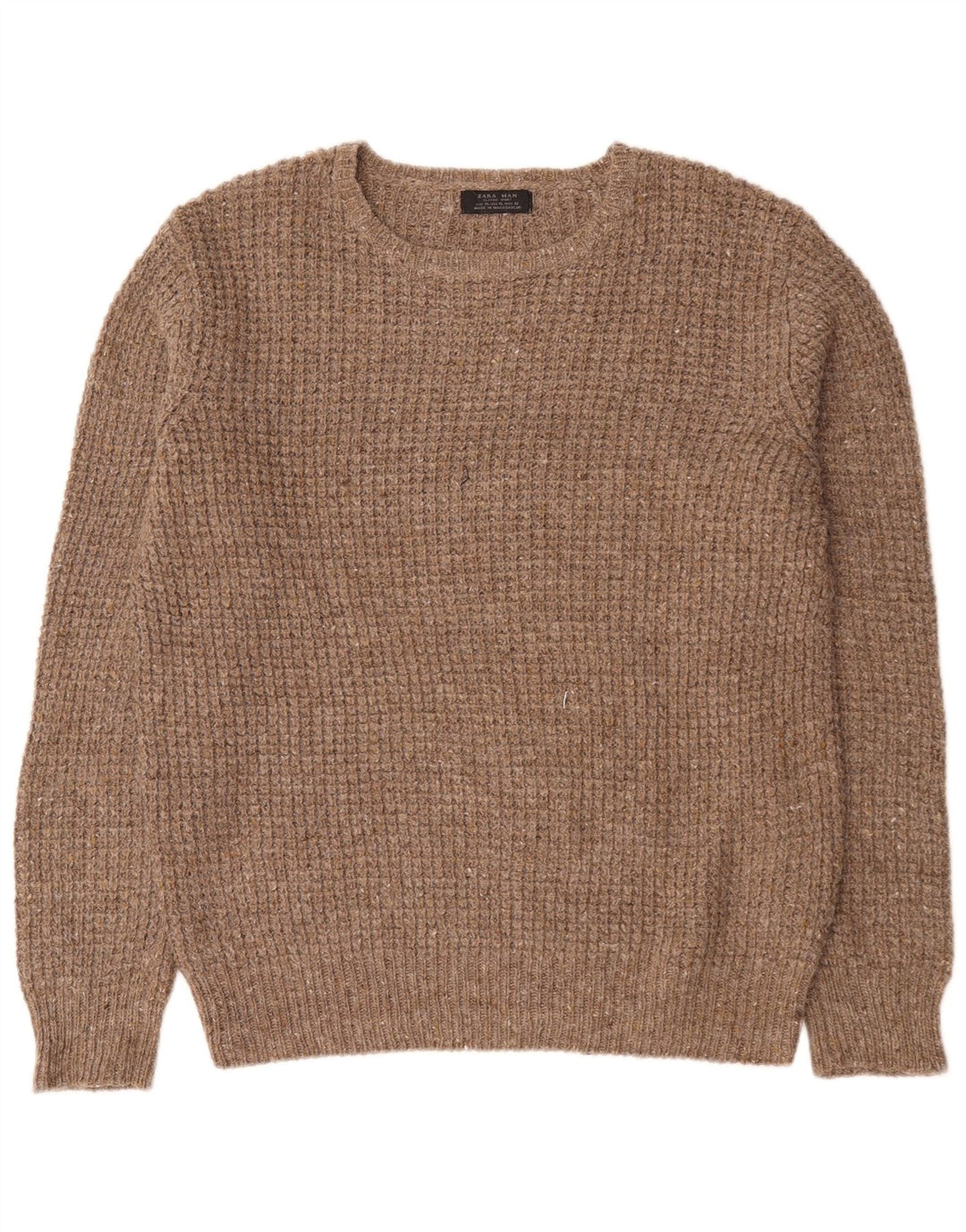 Zara Pull ras du cou pour homme XL en laine marron