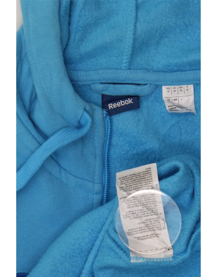 REEBOK Pull à capuche zippé graphique pour femme UK 14 Bleu moyen Coton