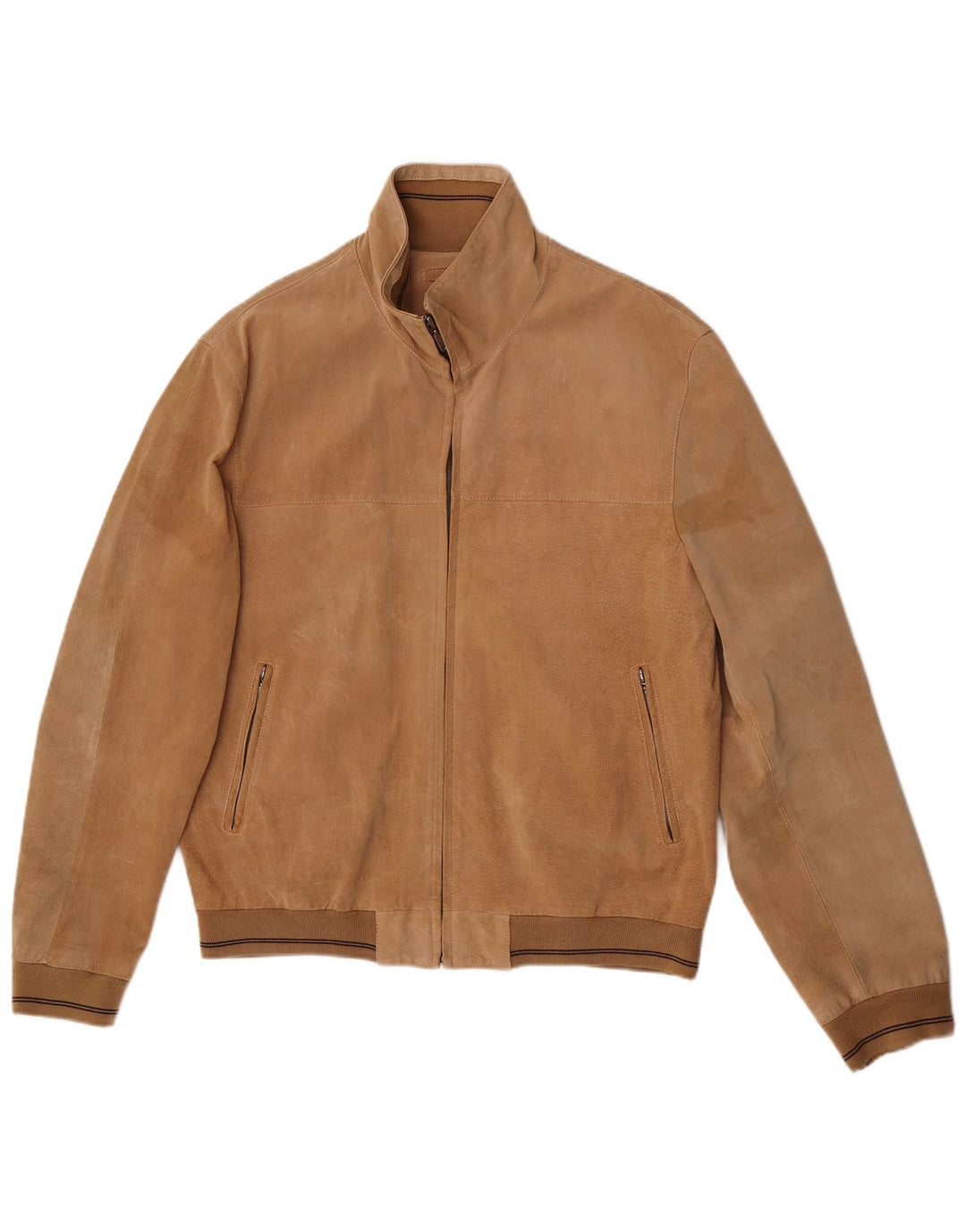 vintage Mens Suede Bomber Jacket IT 50 Grand Cuir Marron