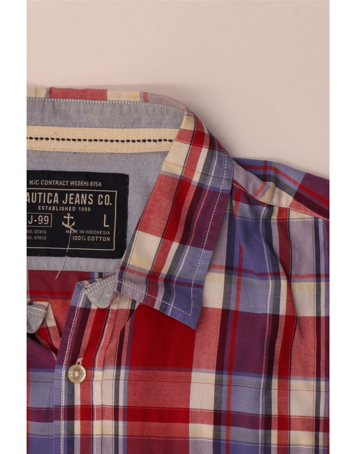 Nautica Chemise à manches courtes pour homme en coton à carreaux multicolores
