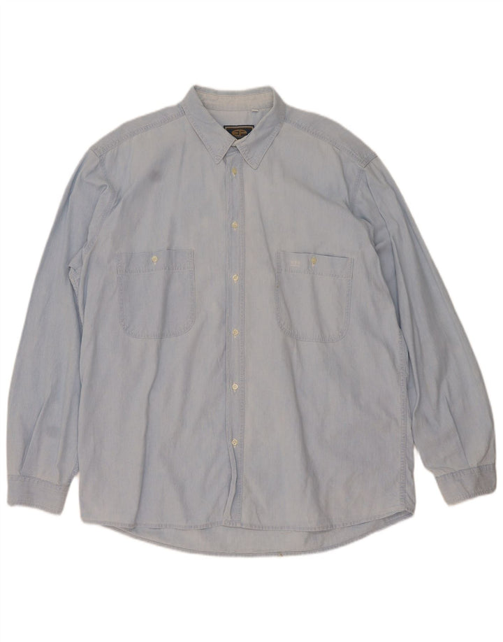 VINTAGE Chemise Homme XL Bleu Coton