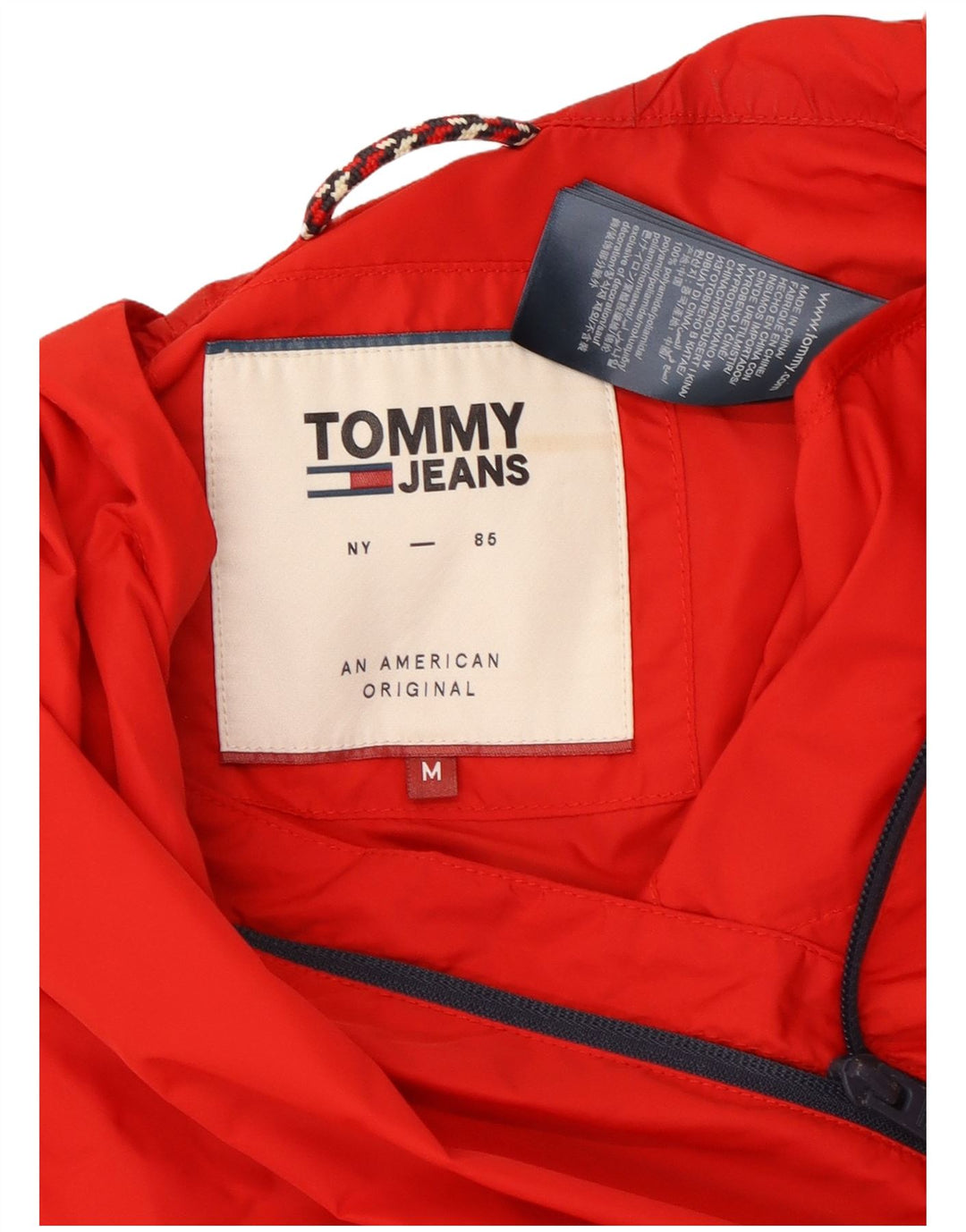 Tommy Hilfiger Veste de pluie à capuche pour homme UK 38 Medium Rouge Polyamide