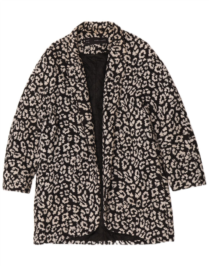 Zara Manteau ouvert à motif abstrait pour femme UK 14 Grand coton noir