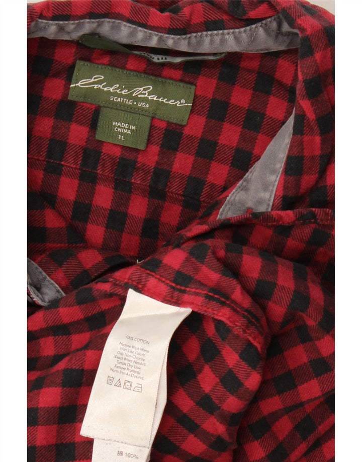 EDDIE BAUER Chemise haute en flanelle pour homme en coton vichy rouge