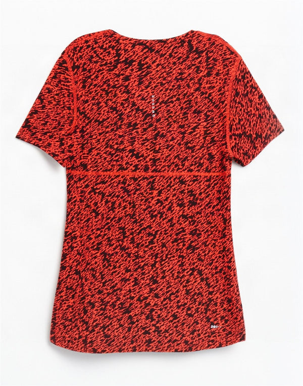 Nike T-shirt Dri Fit à motif abstrait pour femme UK 16 Large Orange