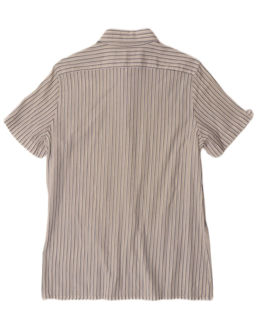 Sisley Chemise à Manches Courtes Medium Off White Pinstripe Homme