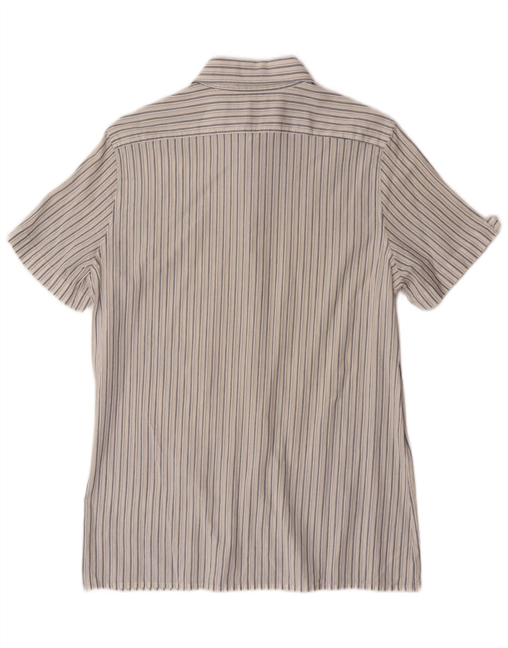 Sisley Chemise à Manches Courtes Medium Off White Pinstripe Homme