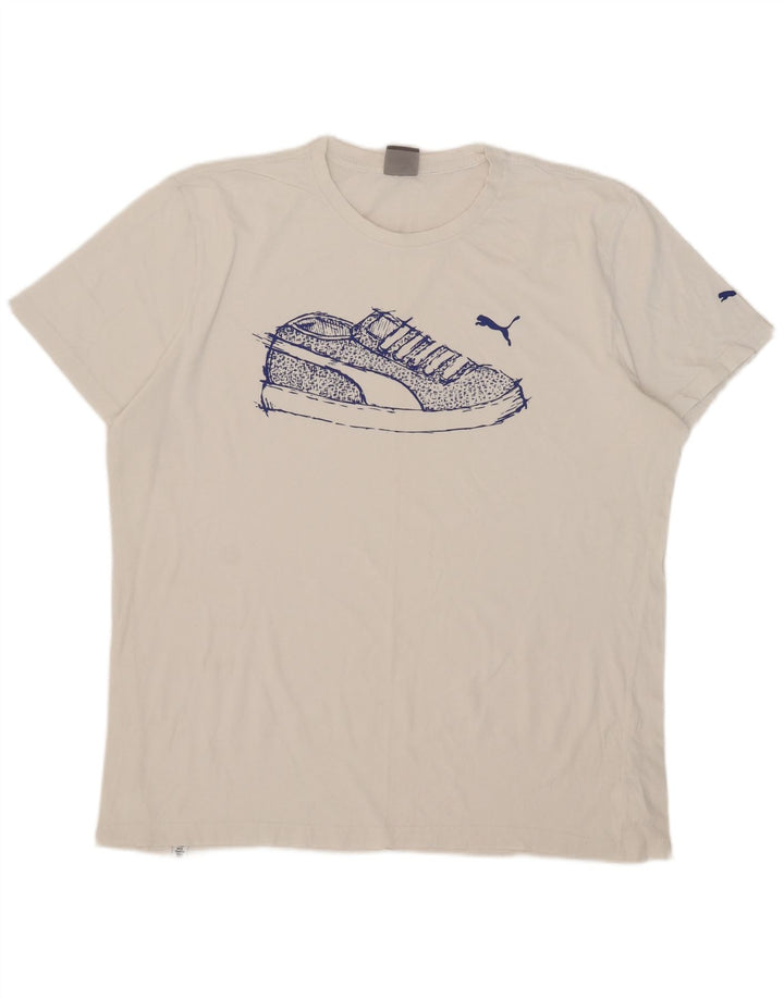 Puma T-shirt graphique pour homme 2XL Blanc Coton