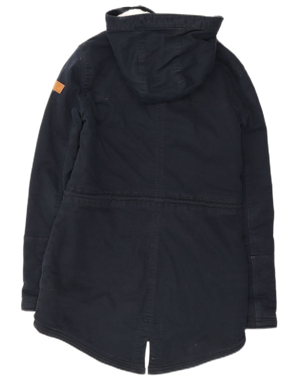 Hollister Veste Sherpa Parka À Capuche Pour Femme UK 6 XS Bleu Marine Coton