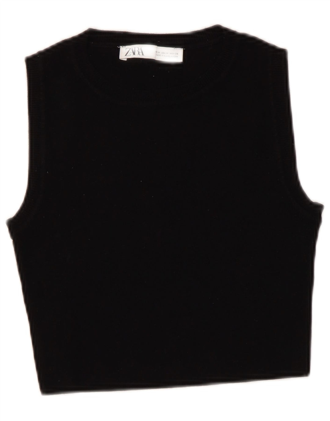 Zara Femmes Crop Débardeur UK 12 Moyen Noir Viscose
