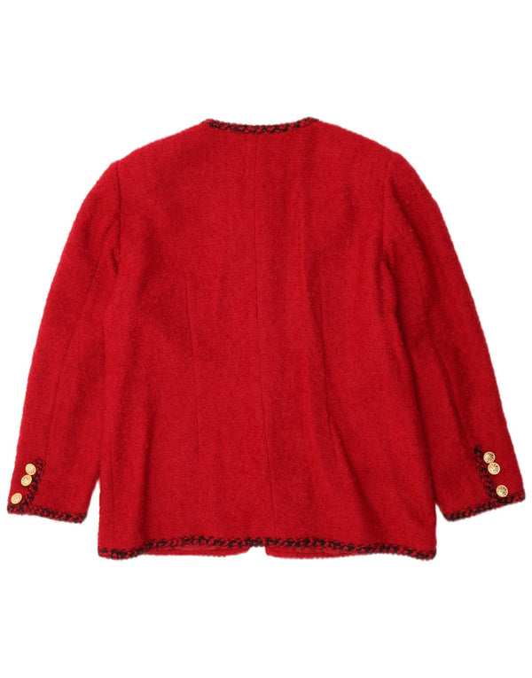Luisa Spagnoli Veste blazer à 5 boutons pour femme UK 16 Grande laine vierge rouge