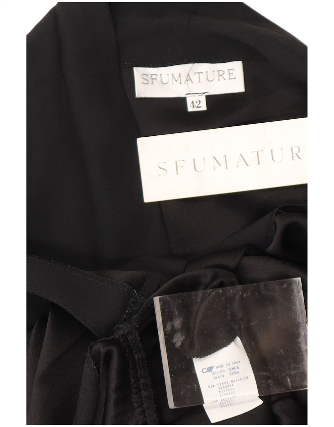 VINTAGE Robe portefeuille à manches longues pour femme IT 42 Viscose noir moyen