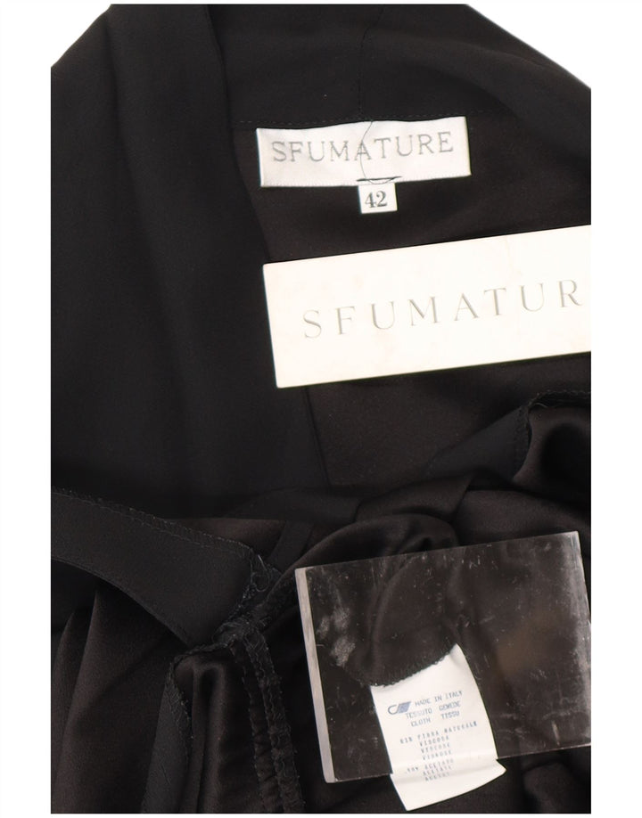 VINTAGE Robe portefeuille à manches longues pour femme IT 42 Viscose noir moyen