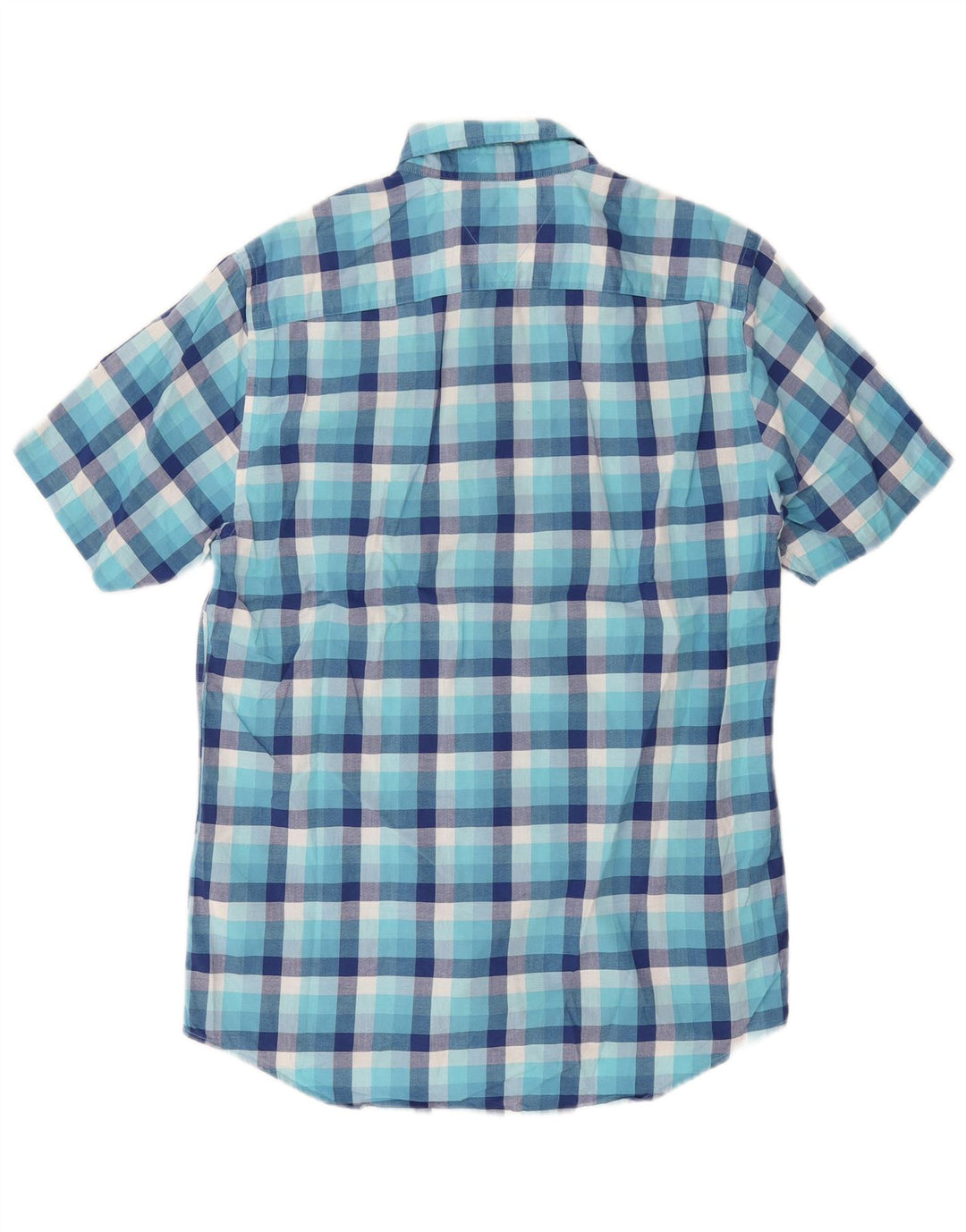 TOMMY HILFIGER Mens Short Sleeve Shirt Small Blue Check Cotton