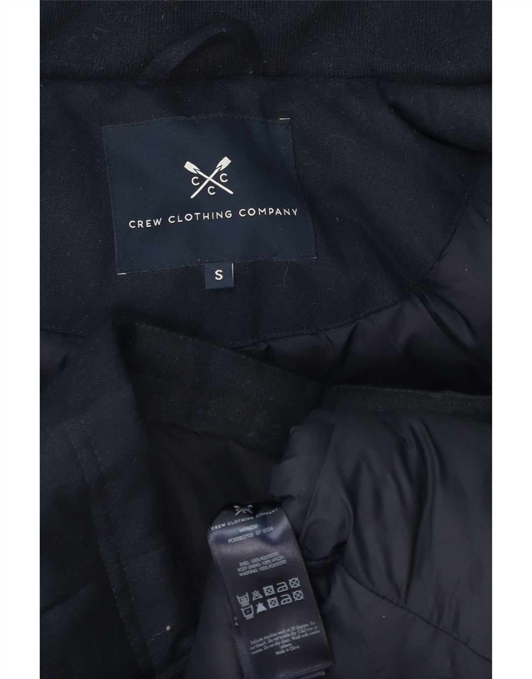 Crew Clothing Veste matelassée à capuche pour homme UK 36 Small Bleu marine Polyester