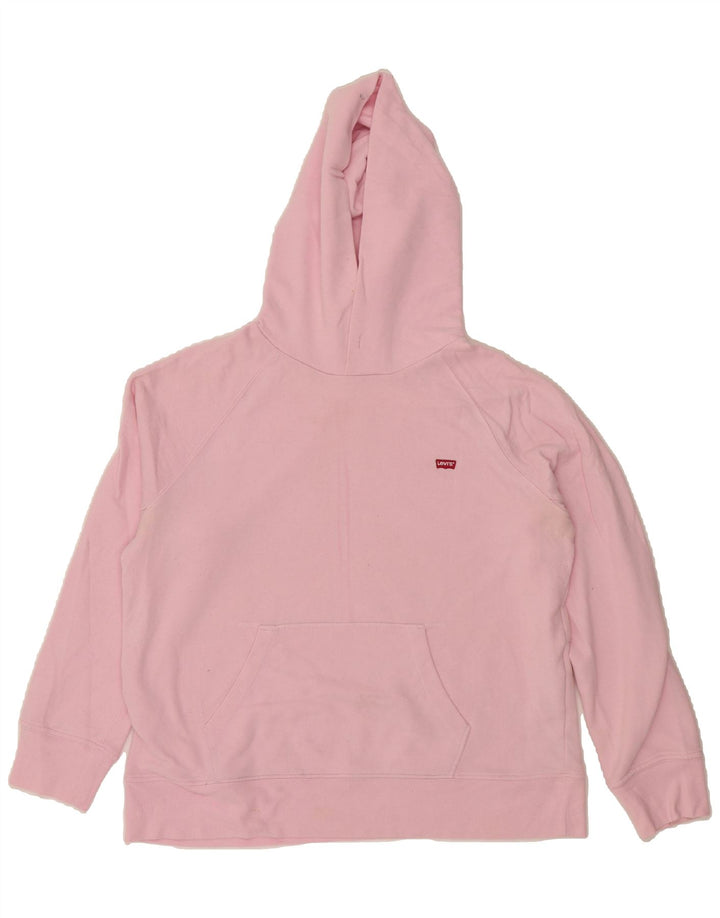 LEVI'S Womens Oversized Hoodie Jumper UK 14 Medium Pink Cotton Vintage Levi's and Second-Hand Levi's from Messina Hembry 