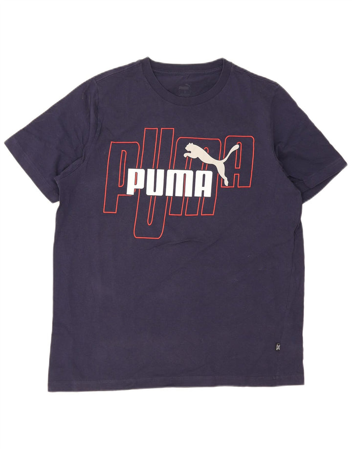 Puma T-shirt graphique pour hommes, grand, bleu marine, coton