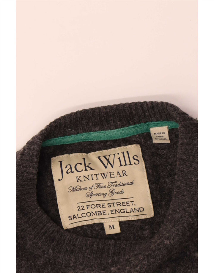 Jack Wills Pull à col rond pour homme en laine mérinos gris moyen