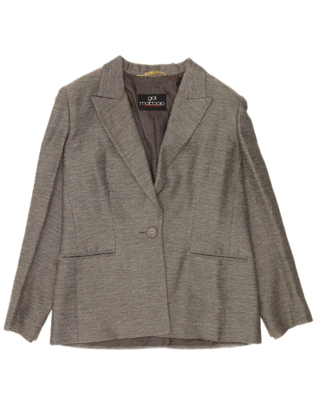Gai Mattiolo Veste blazer à 1 bouton pour femme UK 14 Gris moyen