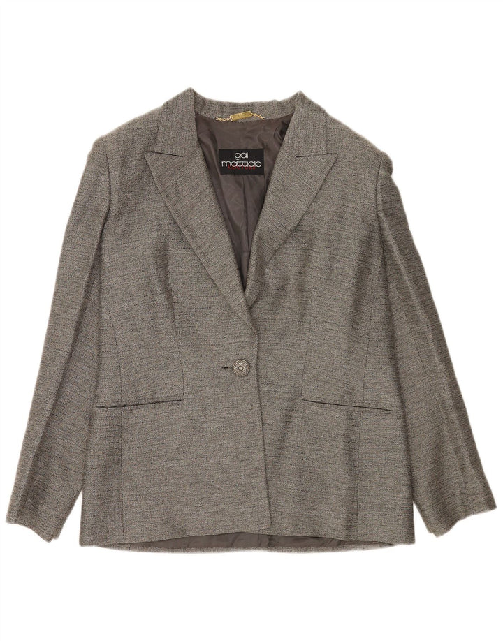 Gai Mattiolo Veste blazer à 1 bouton pour femme UK 14 Gris moyen