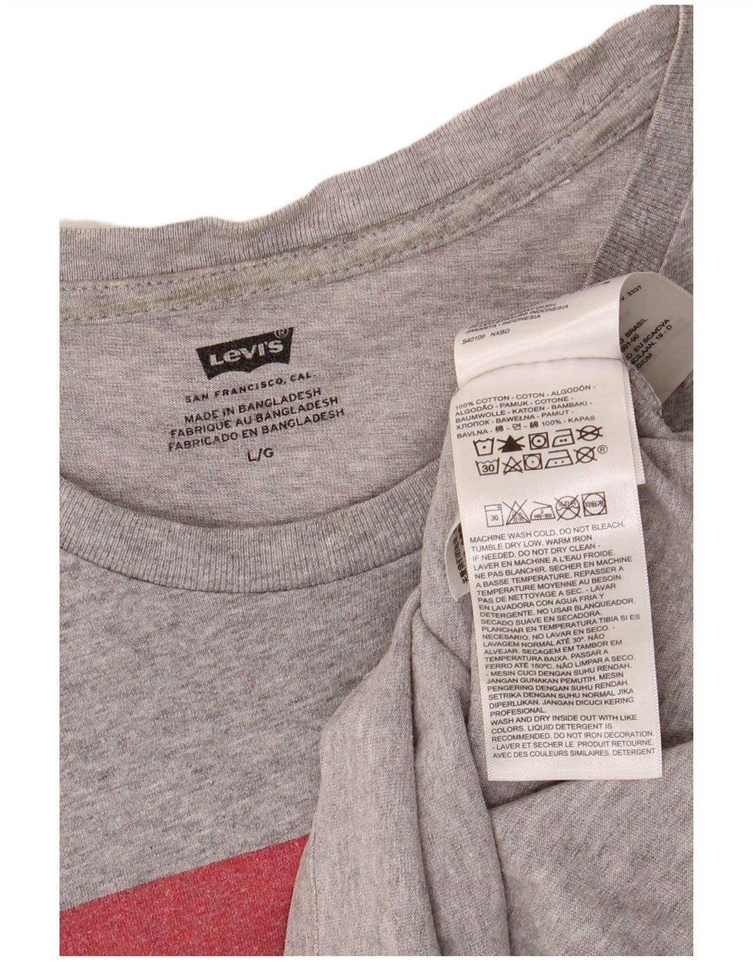 LEVI'S T-Shirt Graphique Homme Grand Gris Coton