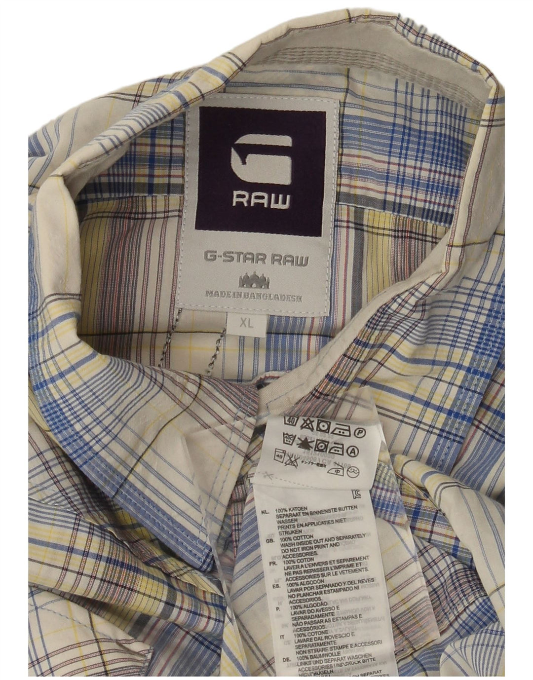 G-Star Chemise graphique à manches courtes XL en coton à carreaux multicolore pour homme