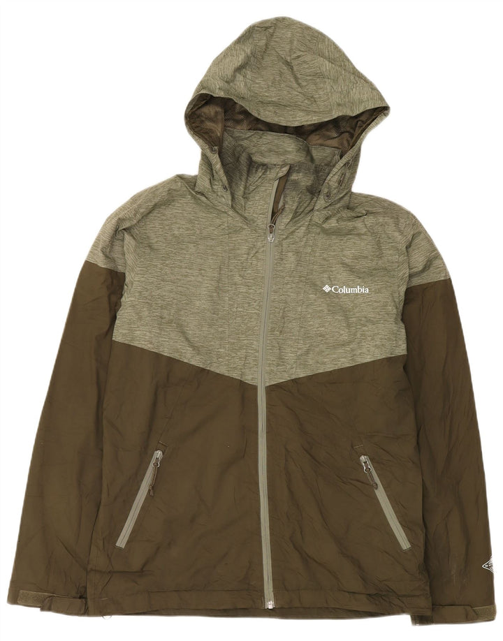 Columbia Veste de pluie à capuche pour homme UK 38 Medium Kaki Colourblock Polyester