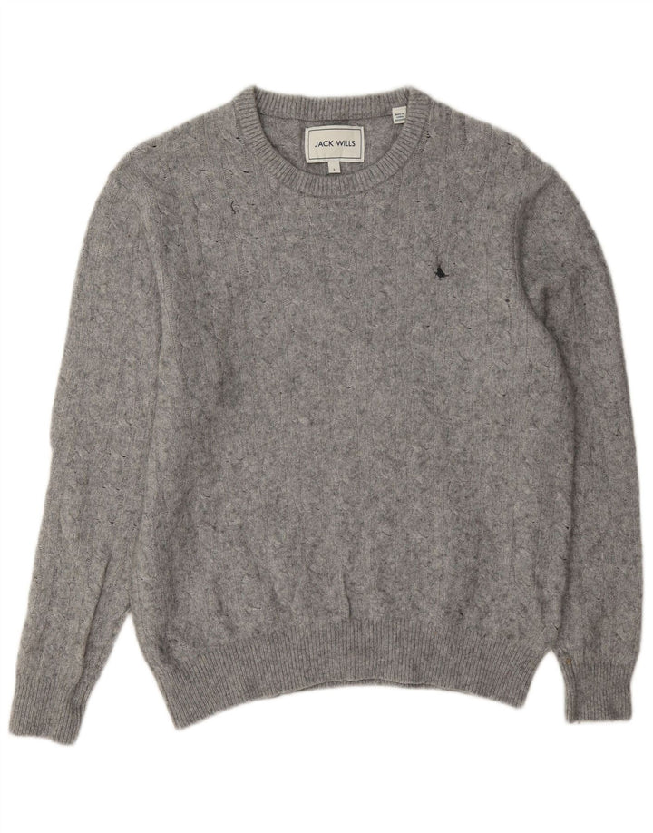 Jack Wills Pull à col rond pour femme UK 14 Grande laine grise