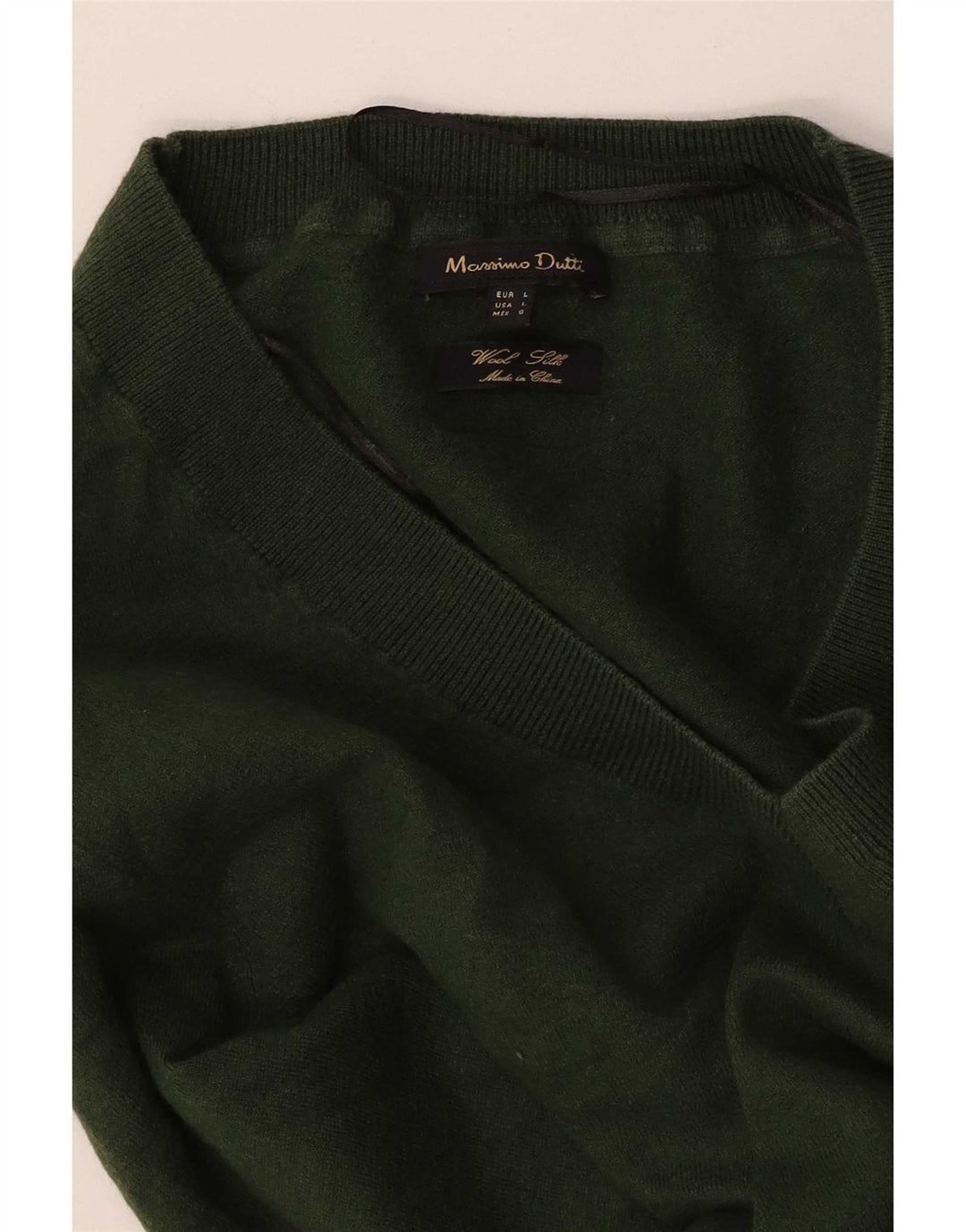 Massimo Dutti Pull col V pour femme UK 14 Large Vert
