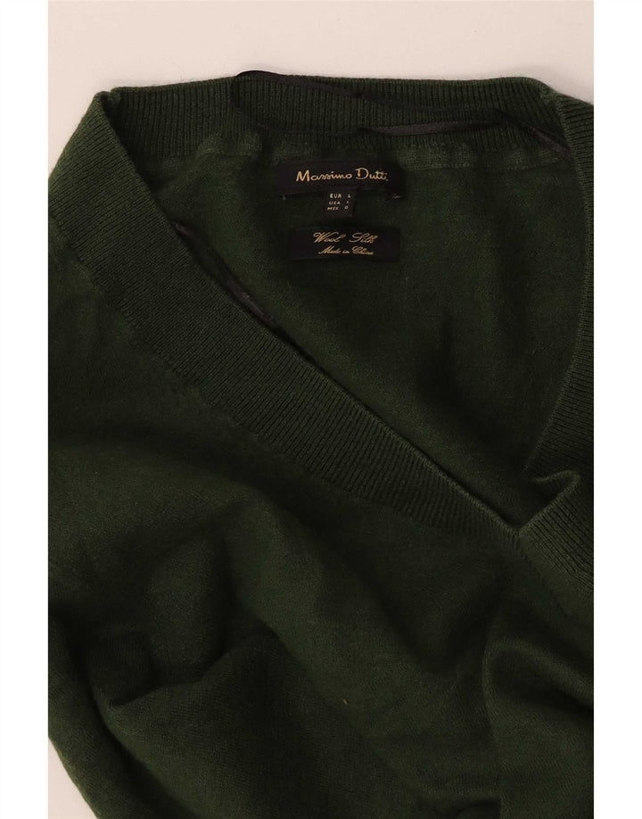 Massimo Dutti Pull col V pour femme UK 14 Large Vert