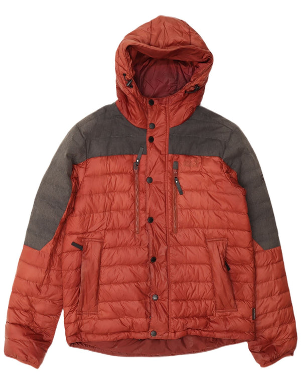 Jack Wolfskin Veste matelassée à capuche pour homme UK 40/42 Large Rouge Colourblock