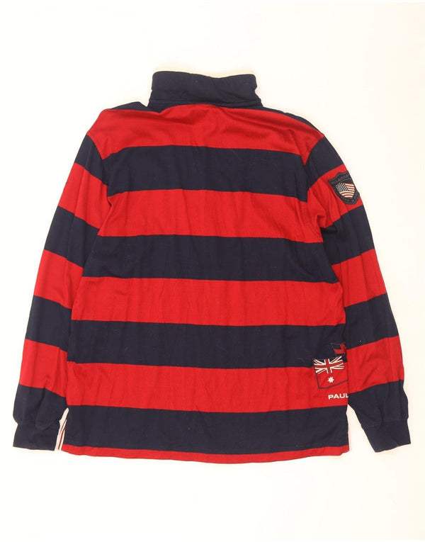 Paul & Shark Mens Yachting Zip Neck Graphic Top Long Sleeve XL Red Striped