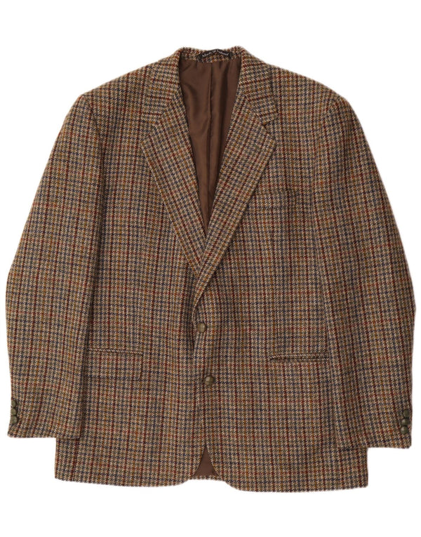 DONEGAL Veste Blazer 2 Boutons Homme UK 40 Grand Pied-de-Poule Marron