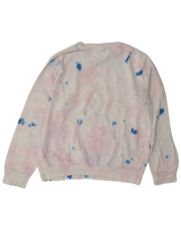 Ellesse Sweat-shirt graphique pour femme UK 12 en coton tie-dye blanc moyen