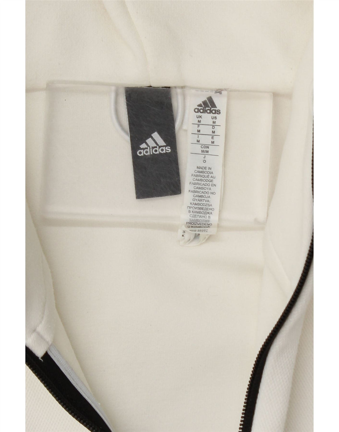 ADIDAS Pull à capuche zippé graphique pour homme en coton blanc moyen