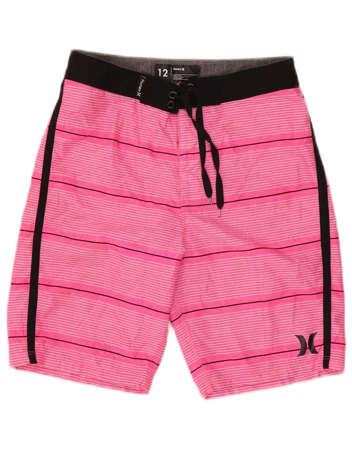 Hurley Short de Bain Garçon 11-12 ans Rose Rayé Polyester