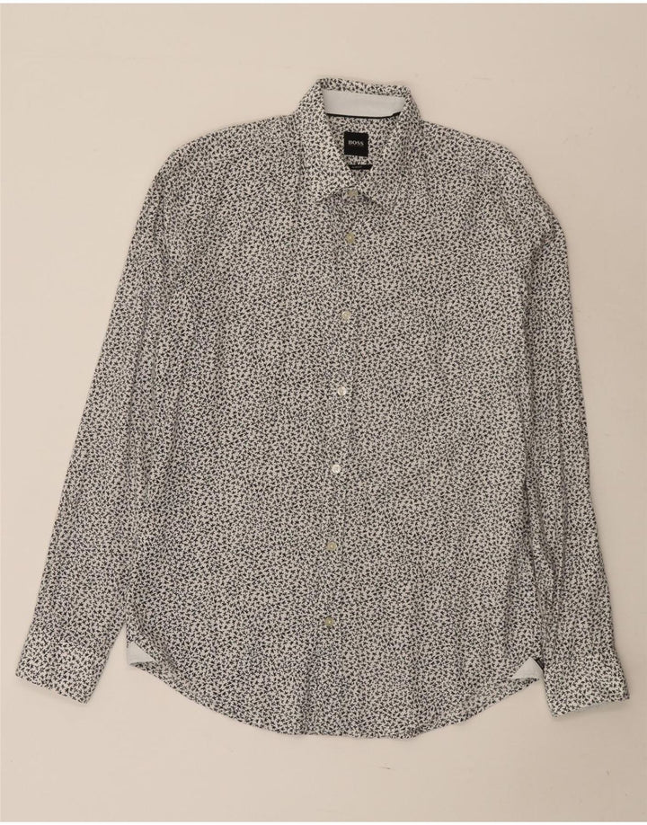 Hugo Boss Chemise Slim Fit en coton à fleurs blanc moyen