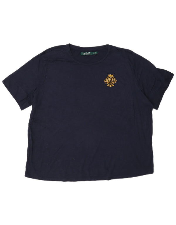 Ralph Lauren T-Shirt Femme Top UK 20 2XL Bleu Marine Coton