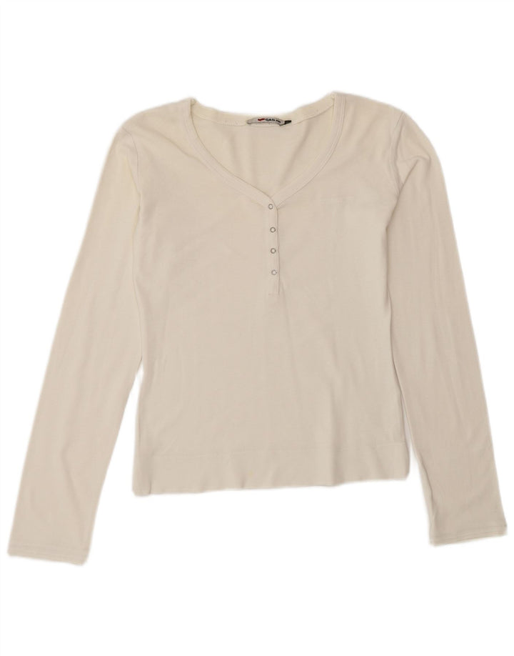 Gas Top Femme Manches Longues UK 12 Moyen Blanc Cassé Coton