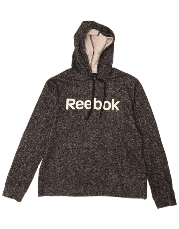 Reebok Pull à capuche graphique pour femme UK 14 Grand coton moucheté gris