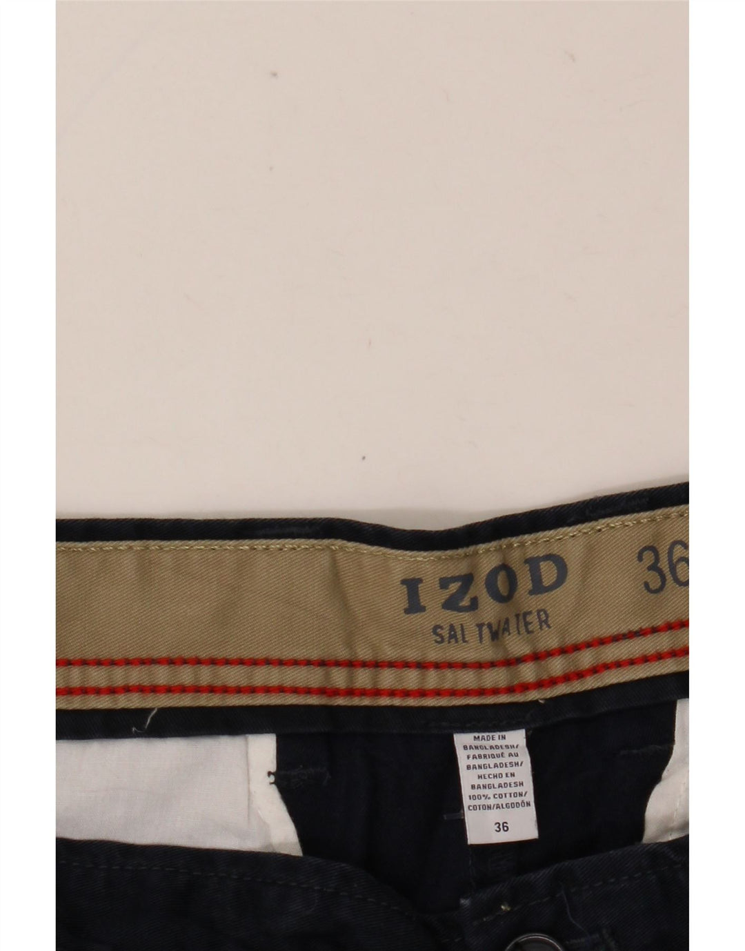 IZOD Short Chino Homme Salt Water W36 Large Bleu Marine Coton